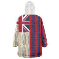 Hawaiian Tropical Plants Lei Wearable Blanket Hoodie National Flag Style - Polynesian Pride