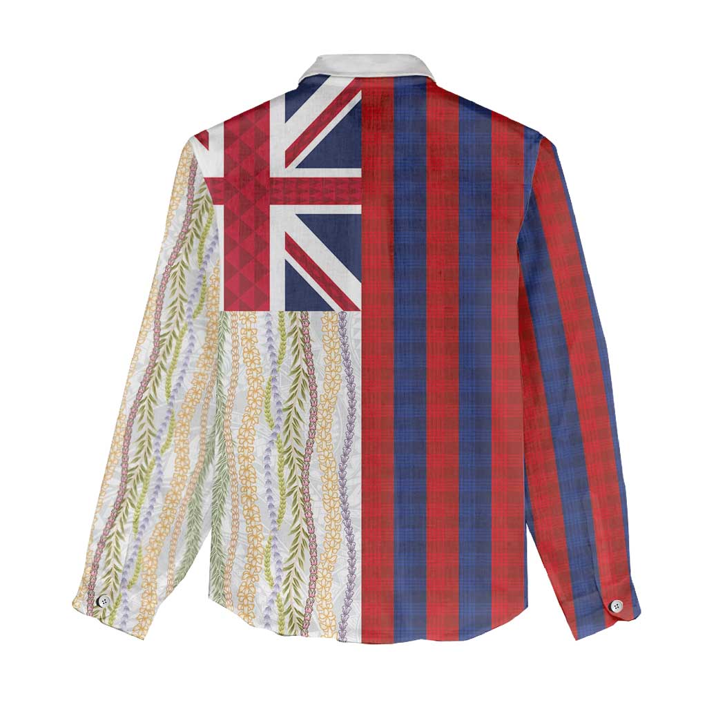 Hawaiian Tropical Plants Lei Women Casual Shirt National Flag Style - Polynesian Pride