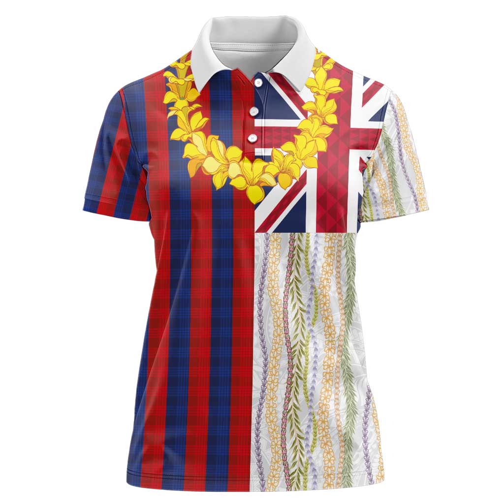Hawaiian Tropical Plants Lei Women Polo Shirt National Flag Style - Polynesian Pride