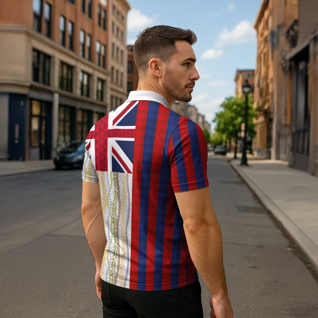 Hawaiian Tropical Plants Lei Zipper Polo Shirt National Flag Style - Polynesian Pride