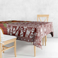 Hawaiian Plumeria Lei Tablecloth Kakau Motifs and Palaka Half Style Red Color - Polynesian Pride