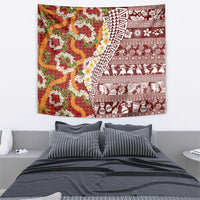 Hawaiian Plumeria Lei Tapestry Kakau Motifs and Palaka Half Style Red Color - Polynesian Pride