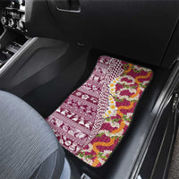 Hawaiian Plumeria Lei Car Mats Kakau Motifs and Palaka Half Style Pink Color - Polynesian Pride