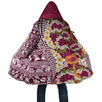Hawaiian Plumeria Lei Cloak Kakau Motifs and Palaka Half Style Pink Color - Polynesian Pride