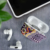 Hawaiian Plumeria Lei AirPods Case Kakau Motifs and Palaka Half Style Purple Color - Polynesian Pride