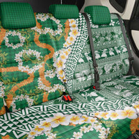 Hawaiian Plumeria Lei Back Car Seat Cover Kakau Motifs and Palaka Half Style Green Color - Polynesian Pride