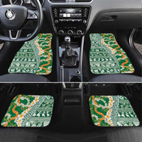 Hawaiian Plumeria Lei Car Mats Kakau Motifs and Palaka Half Style Green Color - Polynesian Pride