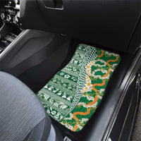 Hawaiian Plumeria Lei Car Mats Kakau Motifs and Palaka Half Style Green Color - Polynesian Pride
