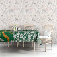 Hawaiian Plumeria Lei Tablecloth Kakau Motifs and Palaka Half Style Green Color - Polynesian Pride