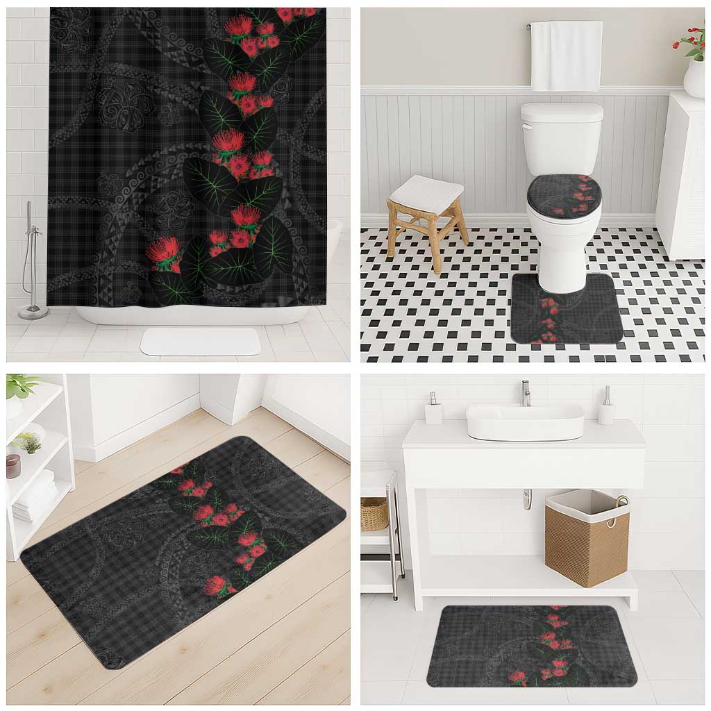Hawaiian Kakau Art Bathroom Set Taro Leaves with Ohia Lehua and Pakala Pattern - Polynesian Pride