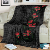 Hawaiian Kakau Art Blanket Taro Leaves with Ohia Lehua and Pakala Pattern - Polynesian Pride