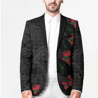 Hawaiian Kakau Art Blazer Taro Leaves with Ohia Lehua and Pakala Pattern - Polynesian Pride