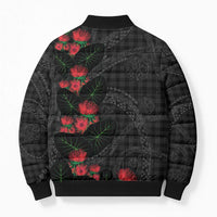 Hawaiian Kakau Art Bomber Puffer Jacket Taro Leaves with Ohia Lehua and Pakala Pattern - Polynesian Pride