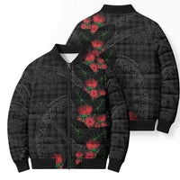 Hawaiian Kakau Art Bomber Puffer Jacket Taro Leaves with Ohia Lehua and Pakala Pattern - Polynesian Pride