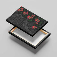 Hawaiian Kakau Art Canvas Wall Art Taro Leaves with Ohia Lehua and Pakala Pattern - Polynesian Pride