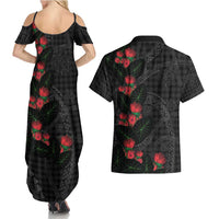 Hawaiian Kakau Art Couples Matching Summer Maxi Dress and Hawaiian Shirt Taro Leaves with Ohia Lehua and Pakala Pattern - Polynesian Pride