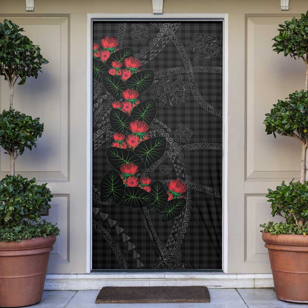Hawaiian Kakau Art Door Cover Taro Leaves with Ohia Lehua and Pakala Pattern - Polynesian Pride