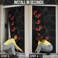 Hawaiian Kakau Art Door Cover Taro Leaves with Ohia Lehua and Pakala Pattern - Polynesian Pride