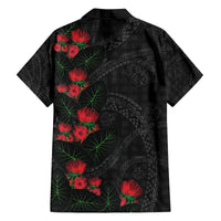 Hawaiian Kakau Art Family Matching Off The Shoulder Long Sleeve Dress and Hawaiian Shirt Taro Leaves with Ohia Lehua and Pakala Pattern - Polynesian Pride