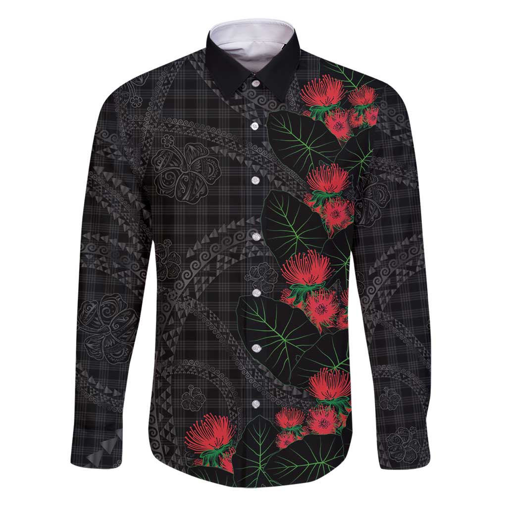 Hawaiian Kakau Art Family Matching Puletasi and Hawaiian Shirt Taro Leaves with Ohia Lehua and Pakala Pattern - Polynesian Pride