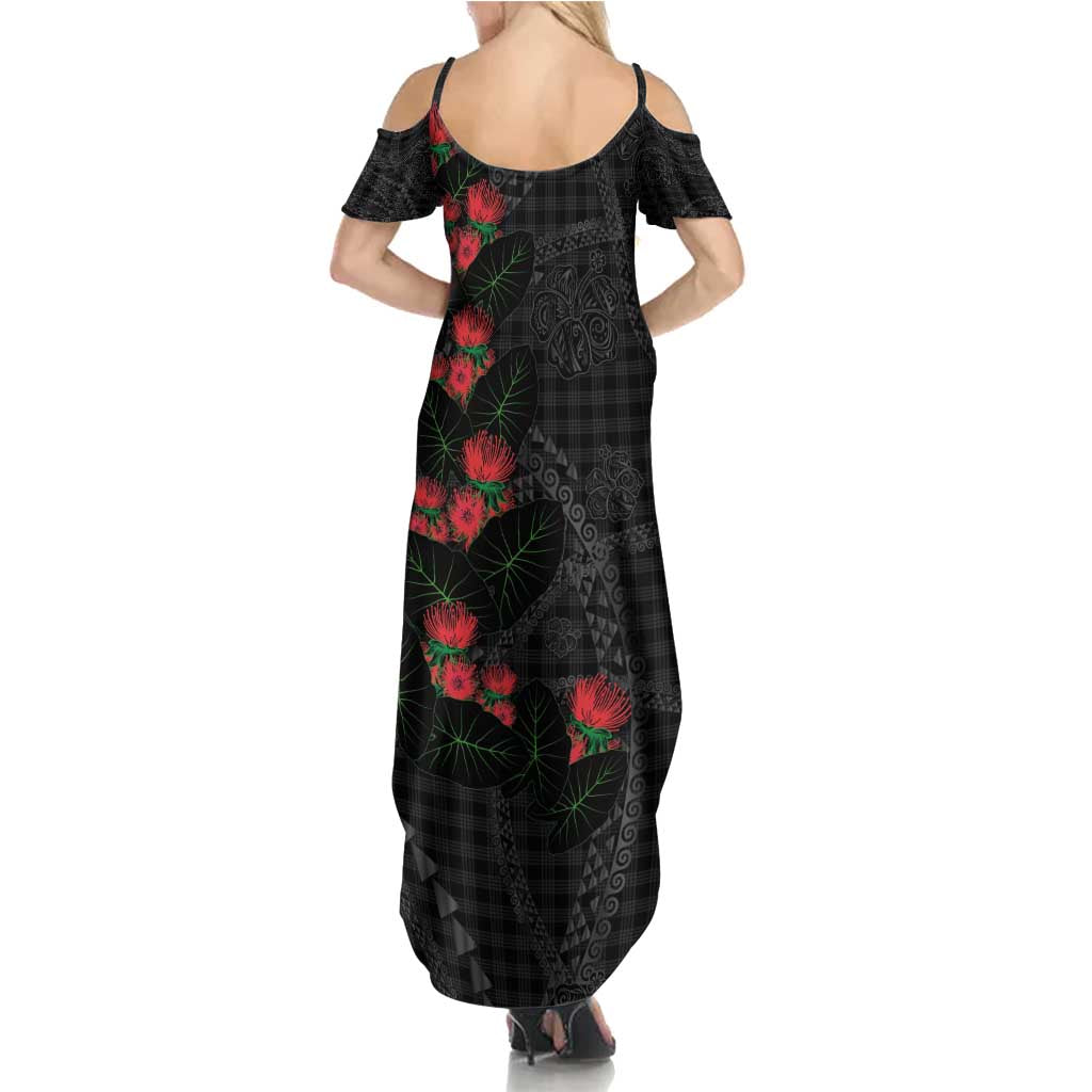 Hawaiian Kakau Art Family Matching Summer Maxi Dress and Hawaiian Shirt Taro Leaves with Ohia Lehua and Pakala Pattern - Polynesian Pride