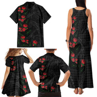 Hawaiian Kakau Art Family Matching Tank Maxi Dress and Hawaiian Shirt Taro Leaves with Ohia Lehua and Pakala Pattern - Polynesian Pride