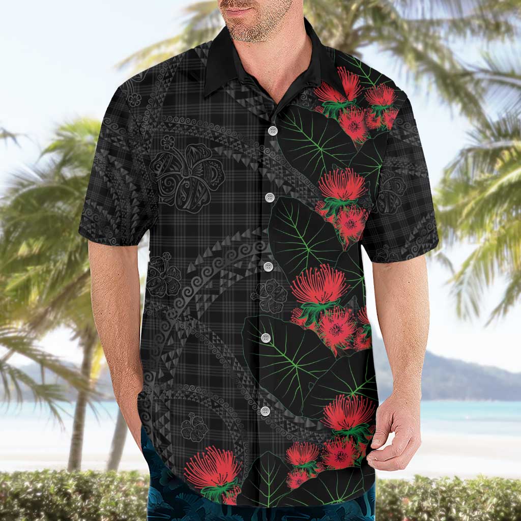 Hawaiian Kakau Art Hawaiian Shirt Taro Leaves with Ohia Lehua and Pakala Pattern - Polynesian Pride