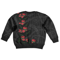Hawaiian Kakau Art Kid Ugly Christmas Sweater Taro Leaves with Ohia Lehua and Pakala Pattern - Polynesian Pride
