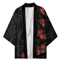 Hawaiian Kakau Art Kimono Taro Leaves with Ohia Lehua and Pakala Pattern - Polynesian Pride