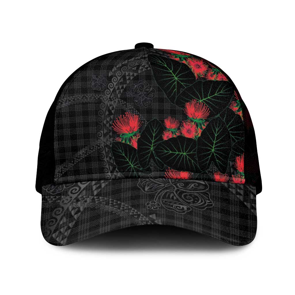 Hawaiian Kakau Art Mesh Trucker Cap Taro Leaves with Ohia Lehua and Pakala Pattern - Polynesian Pride