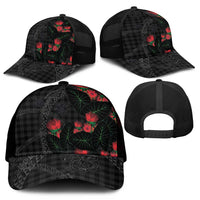 Hawaiian Kakau Art Mesh Trucker Cap Taro Leaves with Ohia Lehua and Pakala Pattern - Polynesian Pride