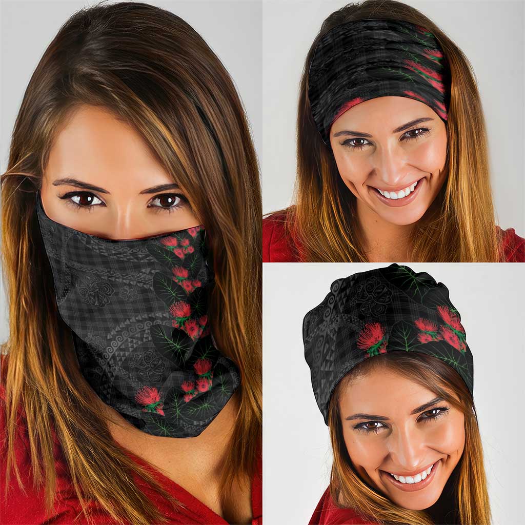 Hawaiian Kakau Art Neck Gaiter Taro Leaves with Ohia Lehua and Pakala Pattern - Polynesian Pride