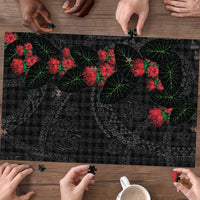 Hawaiian Kakau Art Puzzle Taro Leaves with Ohia Lehua and Pakala Pattern - Polynesian Pride
