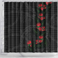 Hawaiian Kakau Art Shower Curtain Taro Leaves with Ohia Lehua and Pakala Pattern - Polynesian Pride