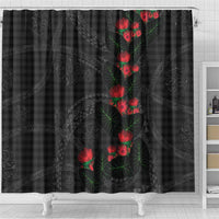 Hawaiian Kakau Art Shower Curtain Taro Leaves with Ohia Lehua and Pakala Pattern - Polynesian Pride