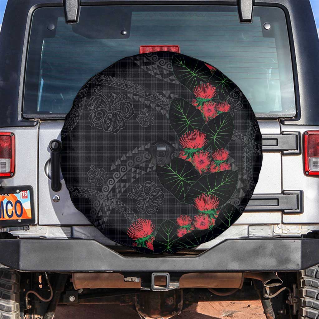 Hawaiian Kakau Art Spare Tire Cover Taro Leaves with Ohia Lehua and Pakala Pattern - Polynesian Pride