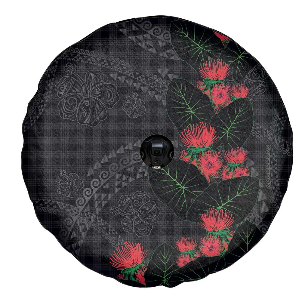 Hawaiian Kakau Art Spare Tire Cover Taro Leaves with Ohia Lehua and Pakala Pattern - Polynesian Pride