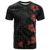 Hawaiian Kakau Art T Shirt Taro Leaves with Ohia Lehua and Pakala Pattern - Polynesian Pride