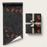 Hawaiian Kakau Art Wrapping Paper Taro Leaves with Ohia Lehua and Pakala Pattern - Polynesian Pride