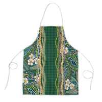 Hawaiian Art Flower Tribal with Lei Apron Palaka Pattern Green Color - Polynesian Pride