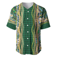 Hawaiian Art Flower Tribal with Lei Baseball Jersey Palaka Pattern Green Color - Polynesian Pride