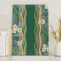 Hawaiian Art Flower Tribal with Lei Canvas Wall Art Palaka Pattern Green Color - Polynesian Pride
