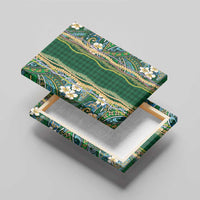 Hawaiian Art Flower Tribal with Lei Canvas Wall Art Palaka Pattern Green Color - Polynesian Pride
