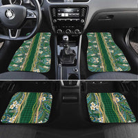 Hawaiian Art Flower Tribal with Lei Car Mats Palaka Pattern Green Color - Polynesian Pride