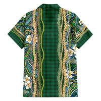 Hawaiian Art Flower Tribal with Lei Hawaiian Shirt Palaka Pattern Green Color - Polynesian Pride