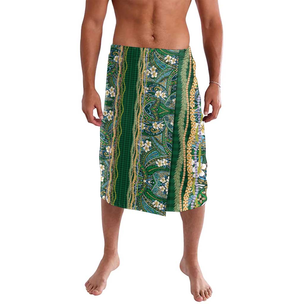 Hawaiian Art Flower Tribal with Lei Lavalava Palaka Pattern Green Color - Polynesian Pride