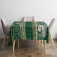 Hawaiian Art Flower Tribal with Lei Tablecloth Palaka Pattern Green Color - Polynesian Pride