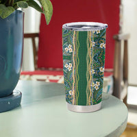 Hawaiian Art Flower Tribal with Lei Tumbler Cup Palaka Pattern Green Color - Polynesian Pride