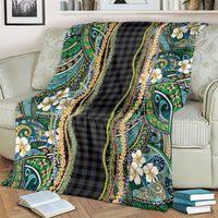 Hawaiian Art Flower Tribal with Lei Blanket Palaka Pattern Black Color - Polynesian Pride