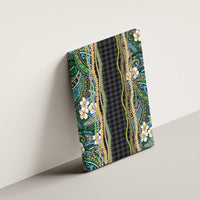 Hawaiian Art Flower Tribal with Lei Canvas Wall Art Palaka Pattern Black Color - Polynesian Pride